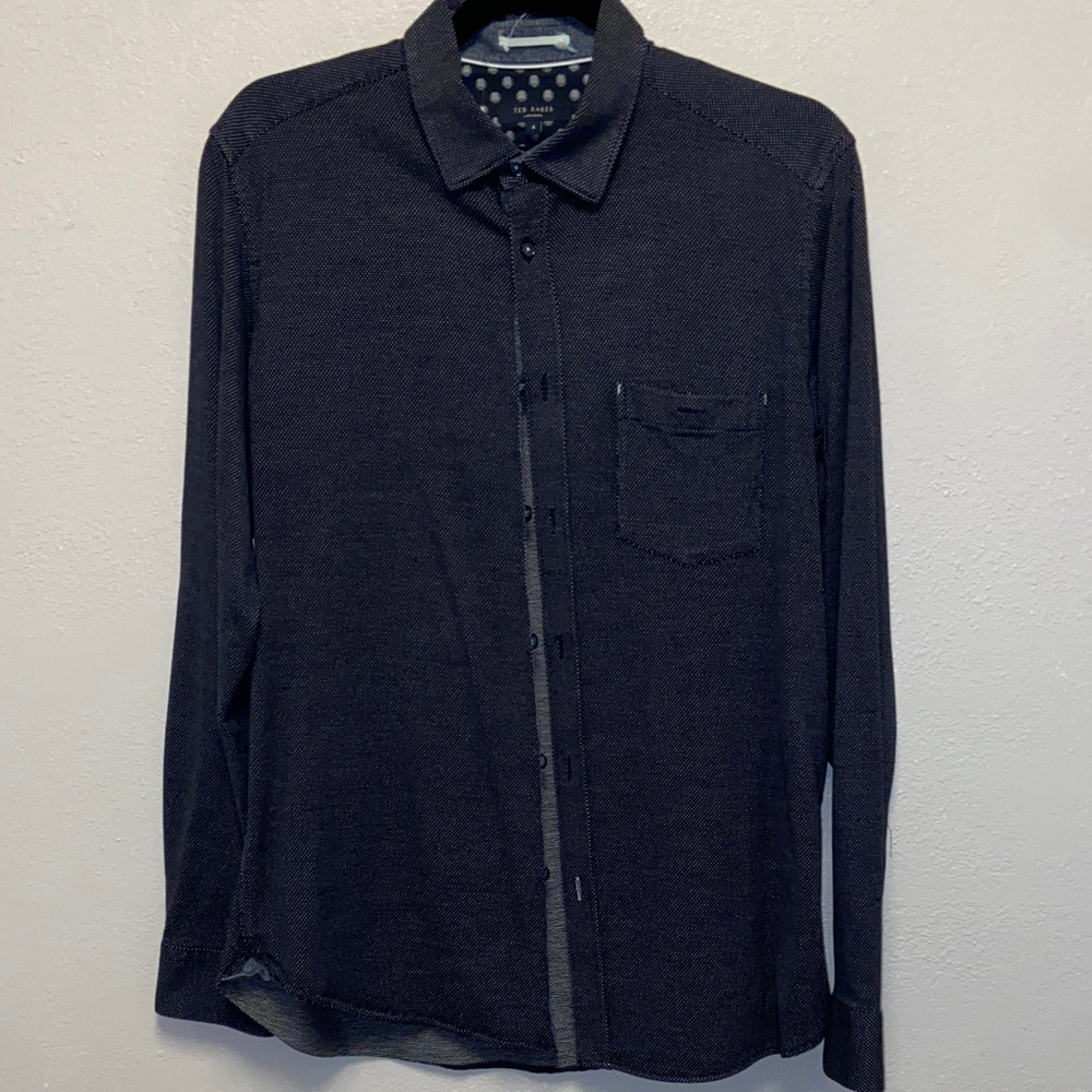 Ted Baker London Black White Dots Business Casual Button-Down Shirt 3549